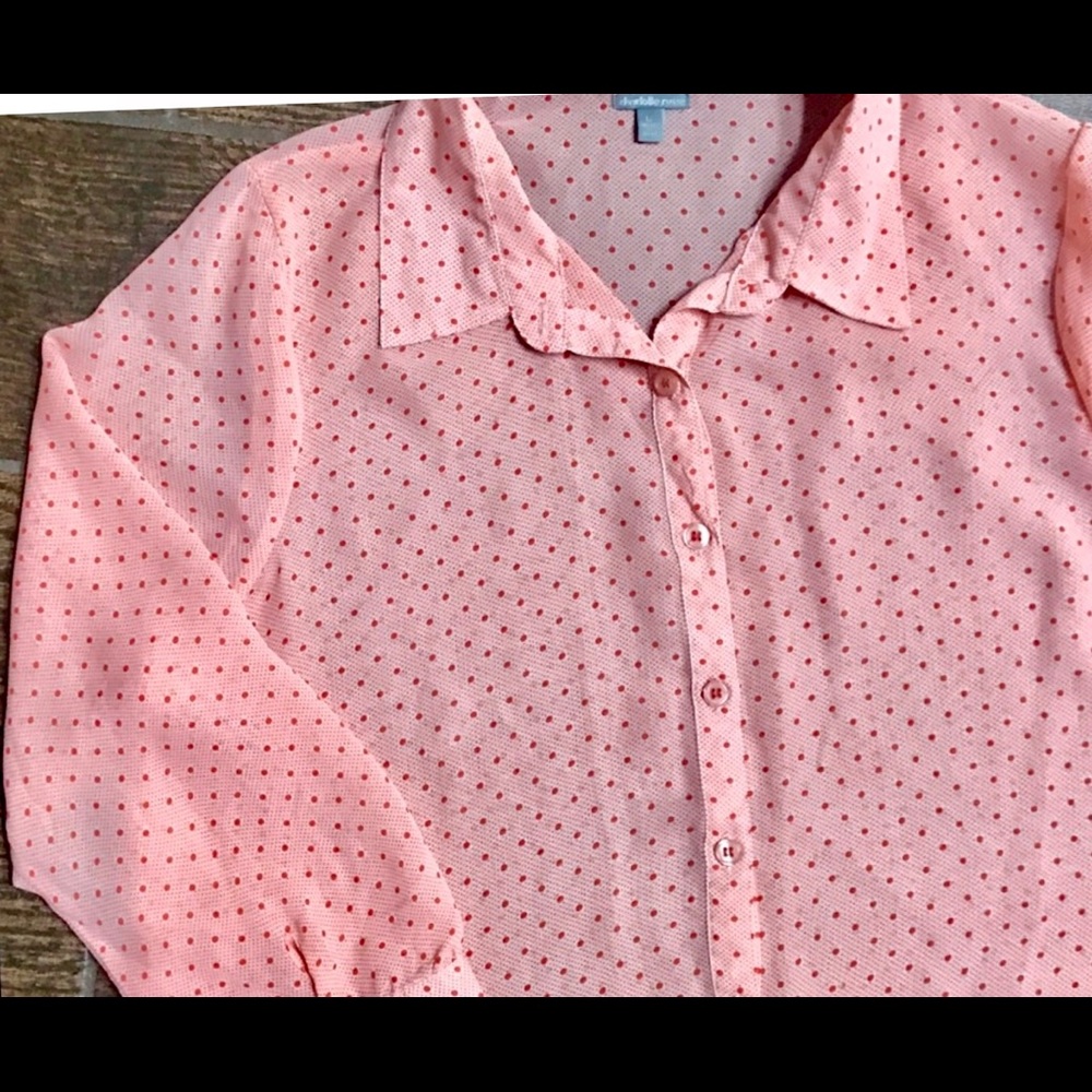 Charlotte Russe Polka-Dot Button Down Shirt